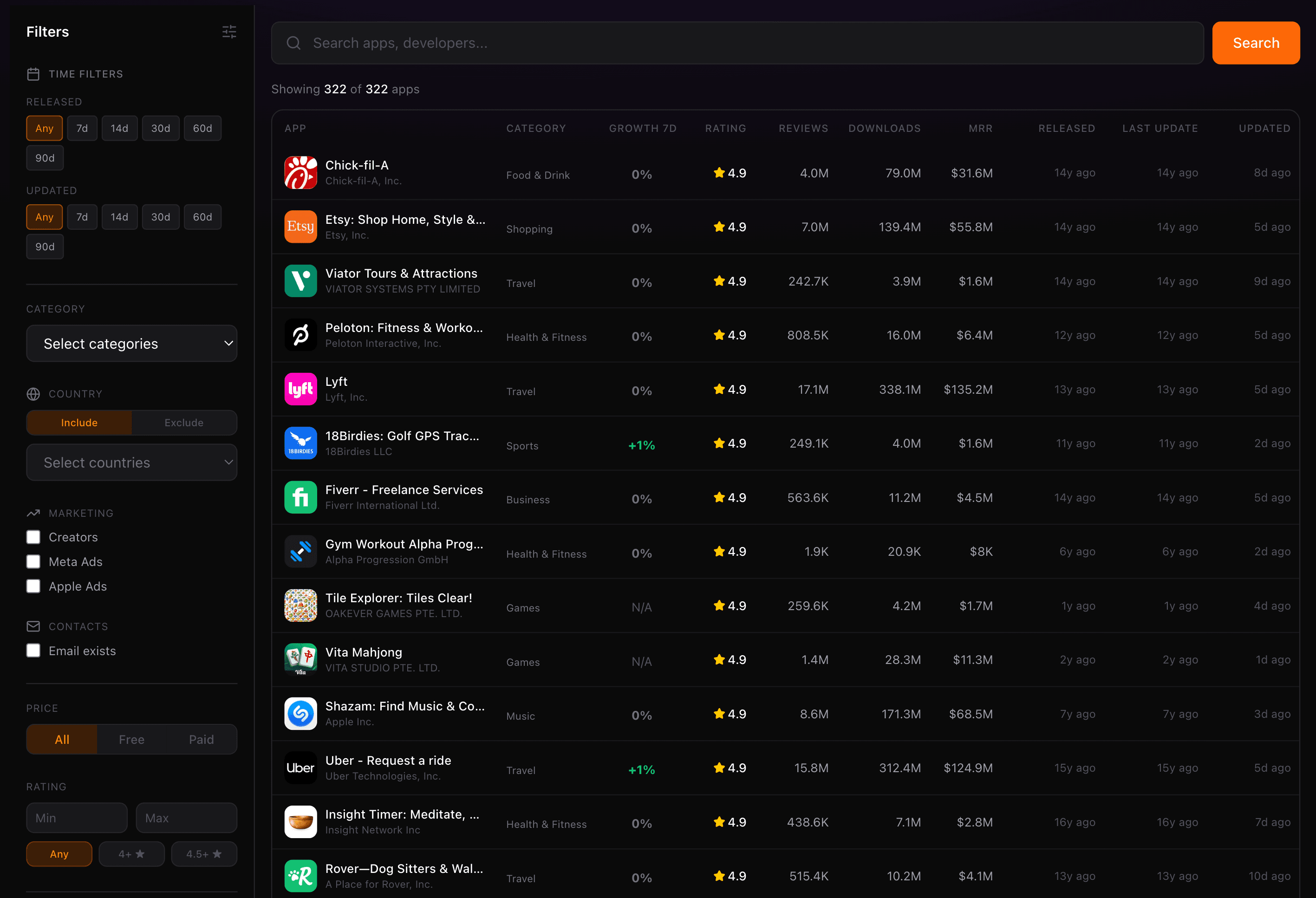 App Discovery & Filtering Engine